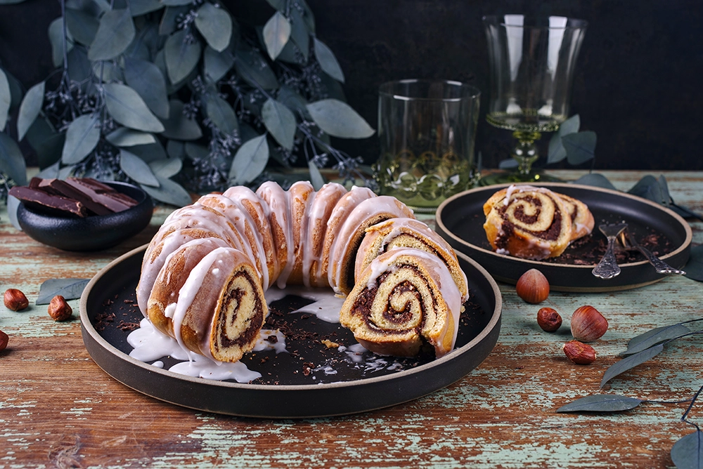 Chocolate swirl bread, braided chocolate bread