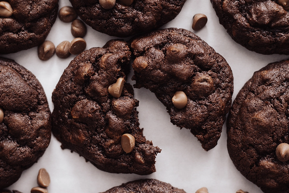 chocolate cookies recipe, double chocolate cookies, chewy chocolate cookies