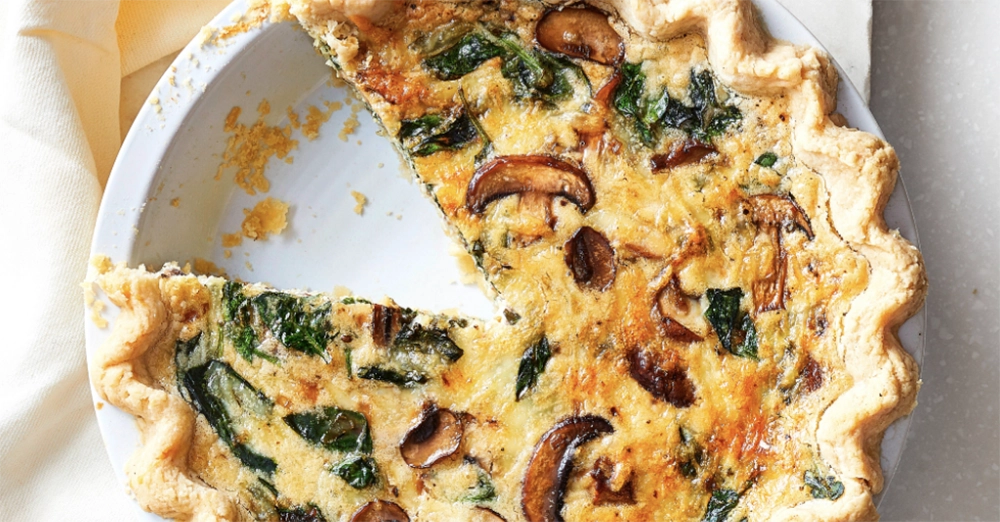 Mushroom and Spinach Quiche, vegetable quiche, spinach quiche, savory pie