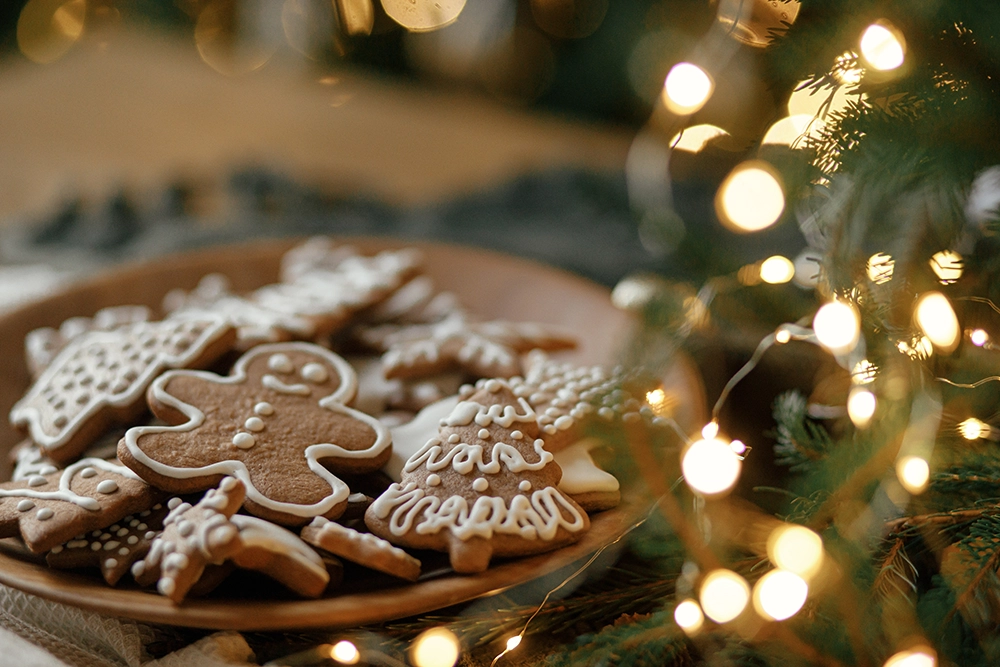 Festive cookies, holiday gingerbread cookies, gingerbread treats